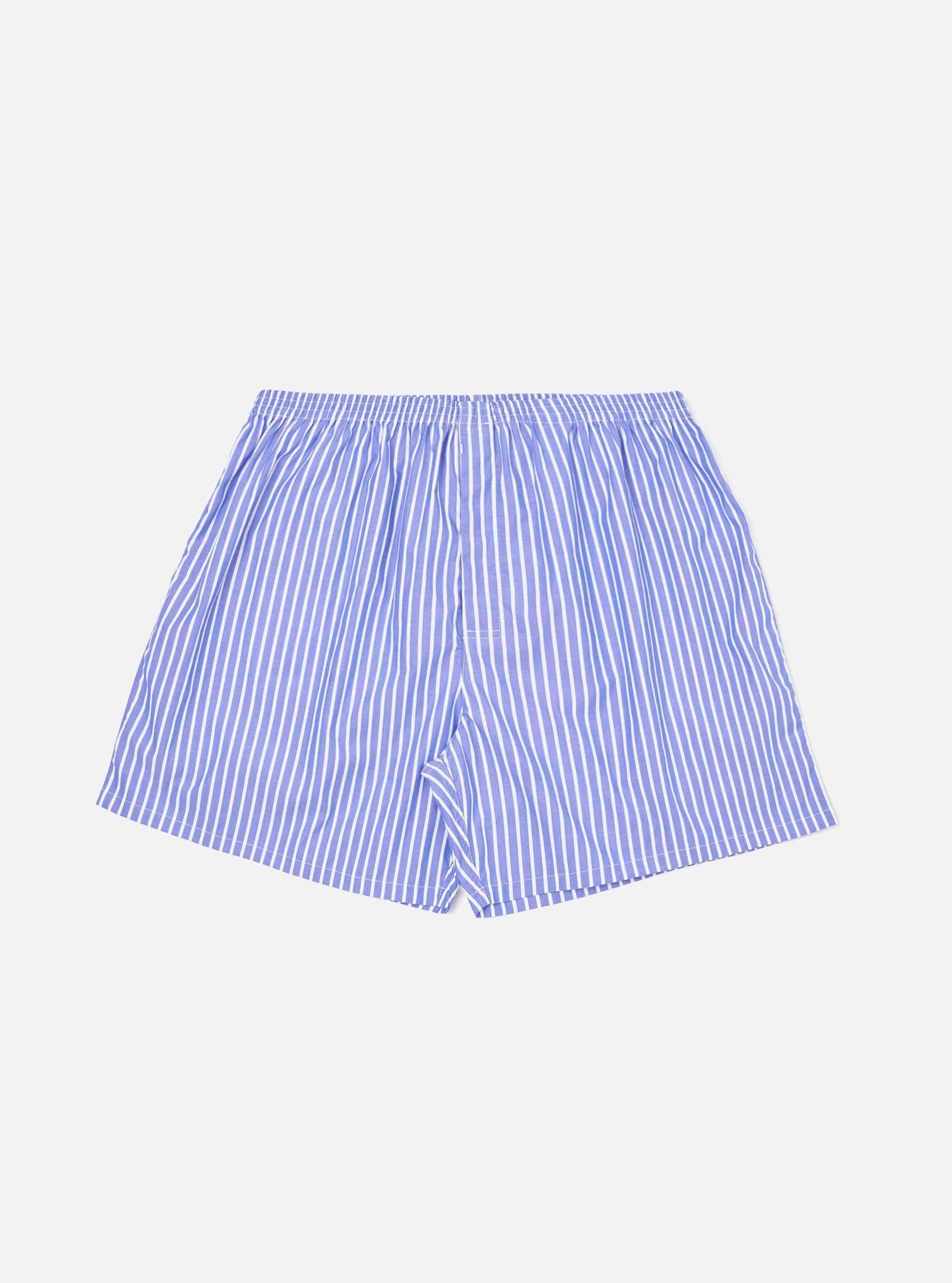 Blue Cotton Stripe Boxer Short