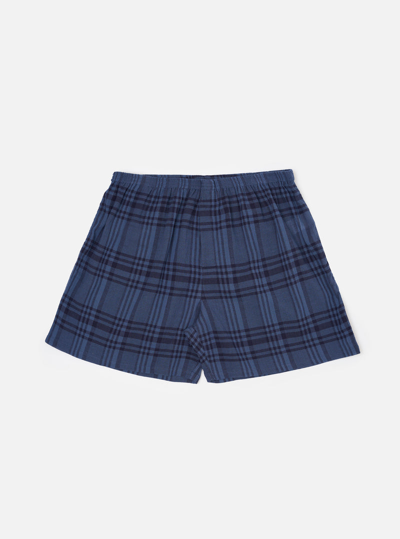 Navy O/D Crepe Check Boxer Short