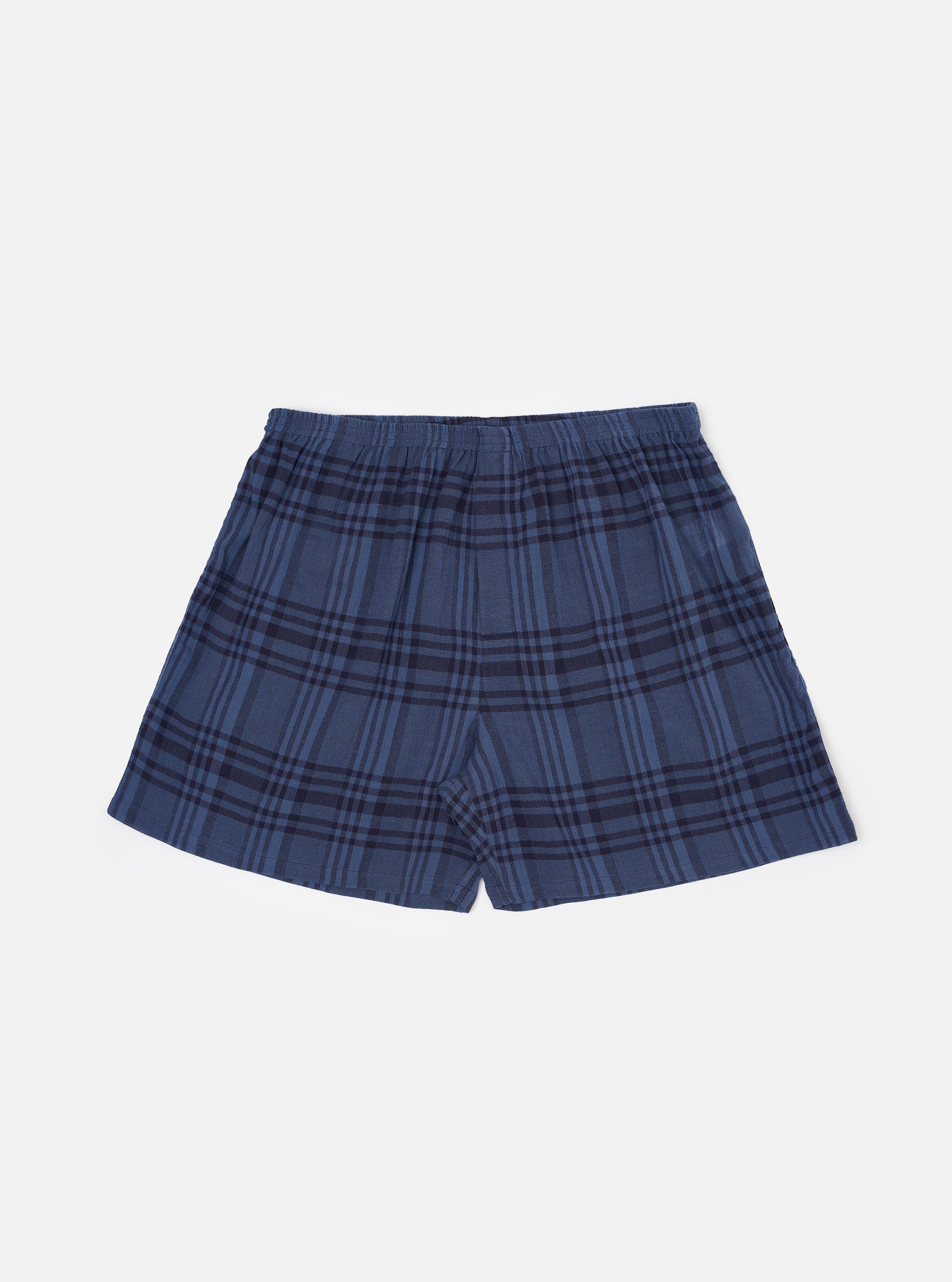 Navy O/D Crepe Check Boxer Short