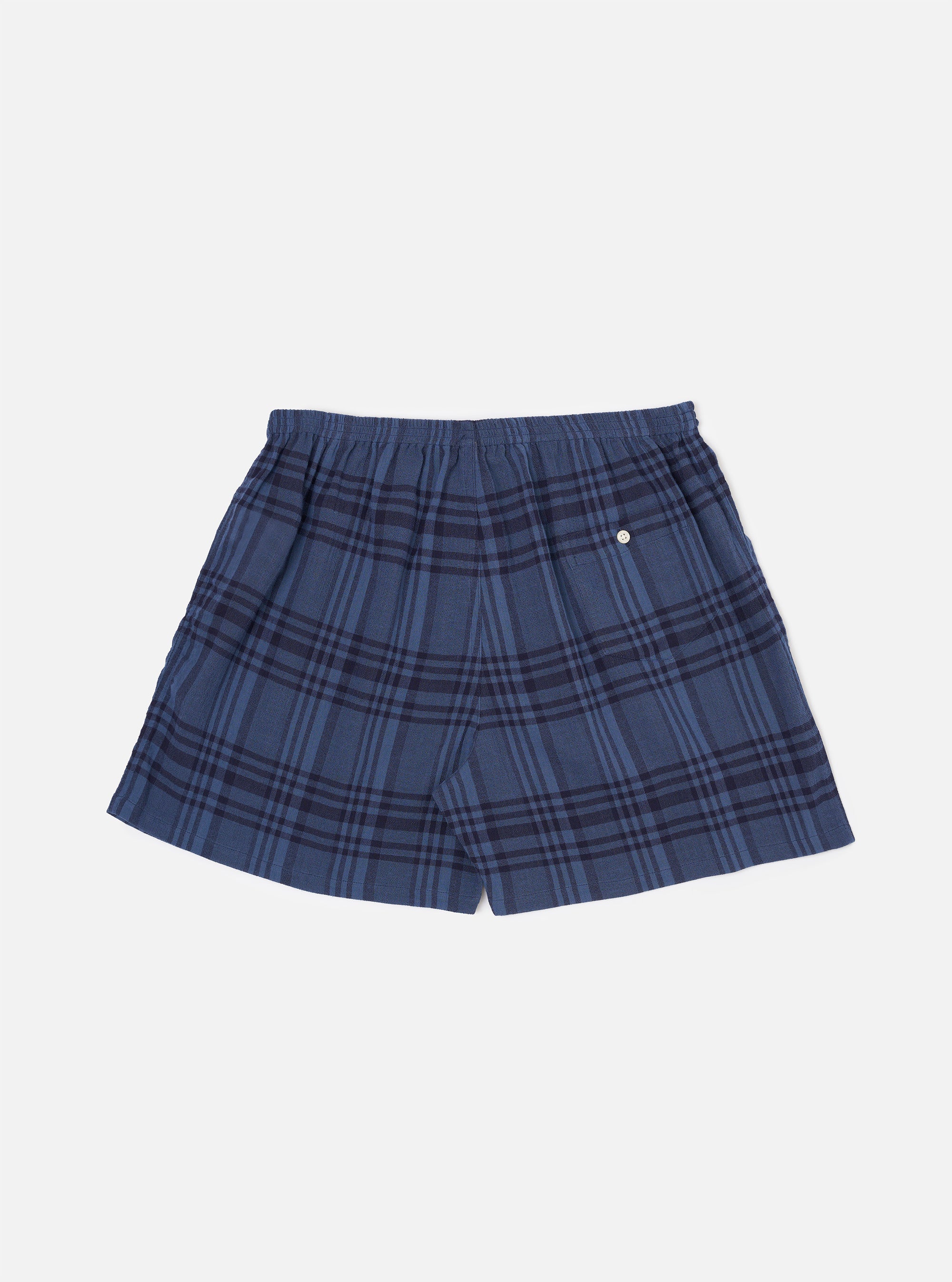 Navy O/D Crepe Check Boxer Short