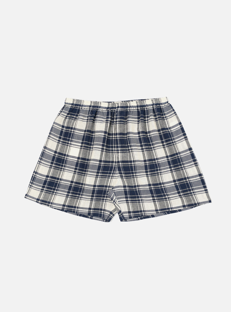 Navy Textured Plaid Boxer Short