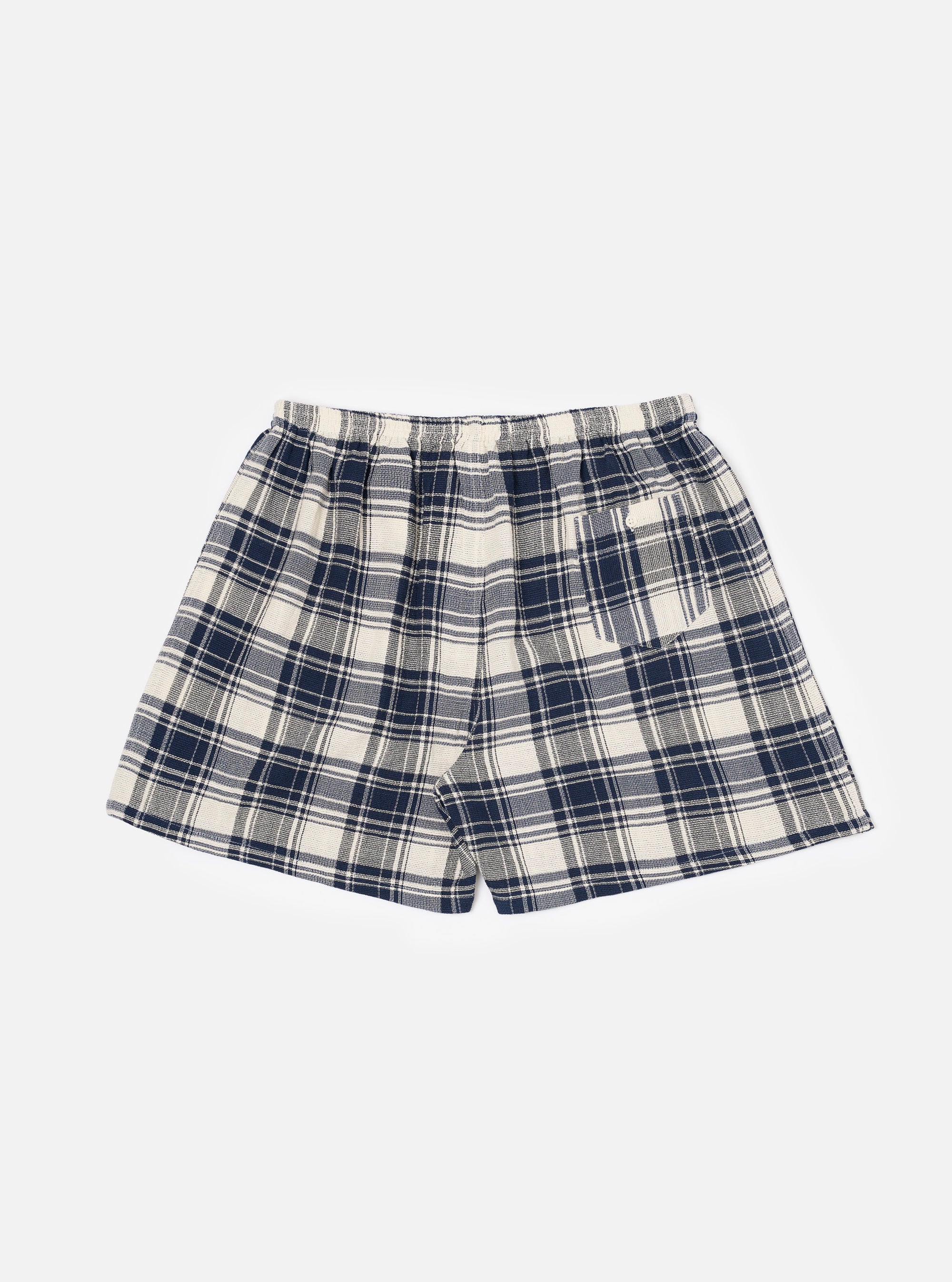 Navy Textured Plaid Boxer Short