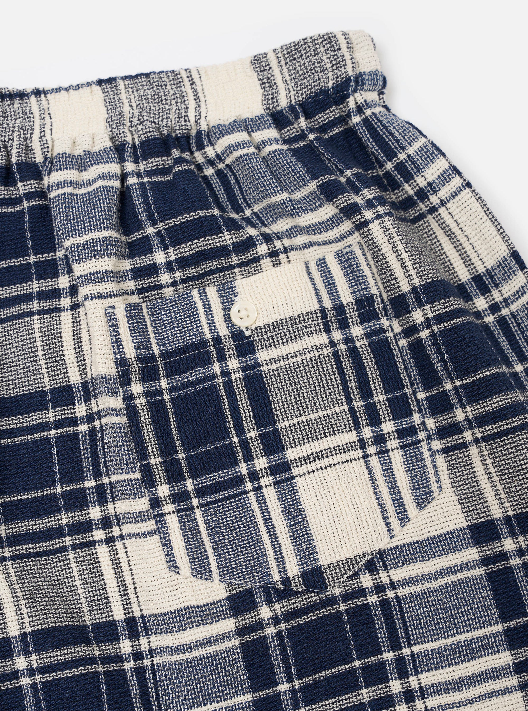 Navy Textured Plaid Boxer Short
