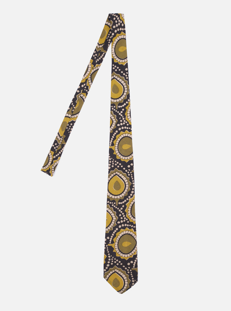 Olive Cape Block Print Tie