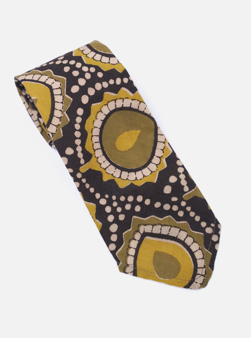 Olive Cape Block Print Tie