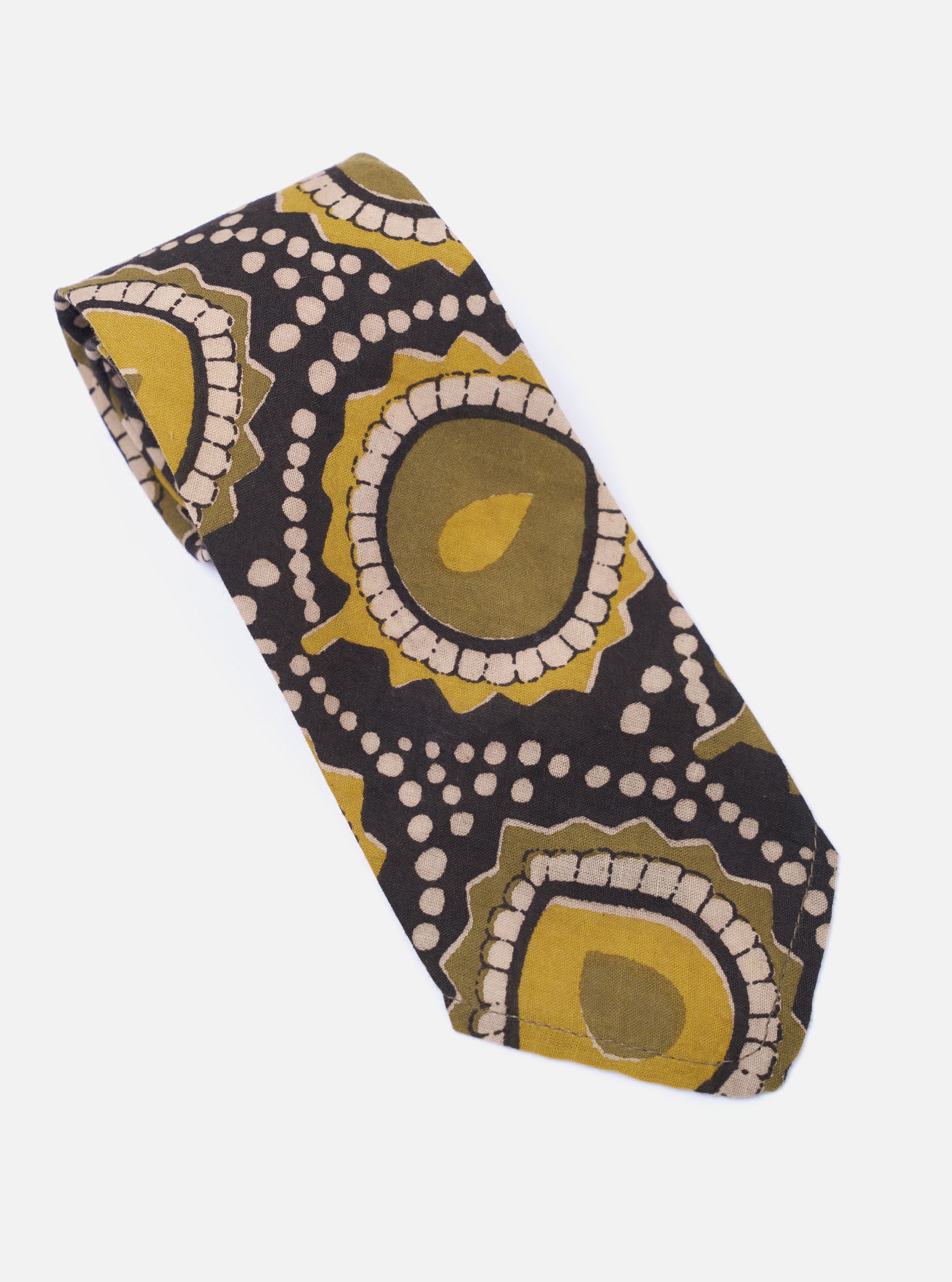 Olive Cape Block Print Tie