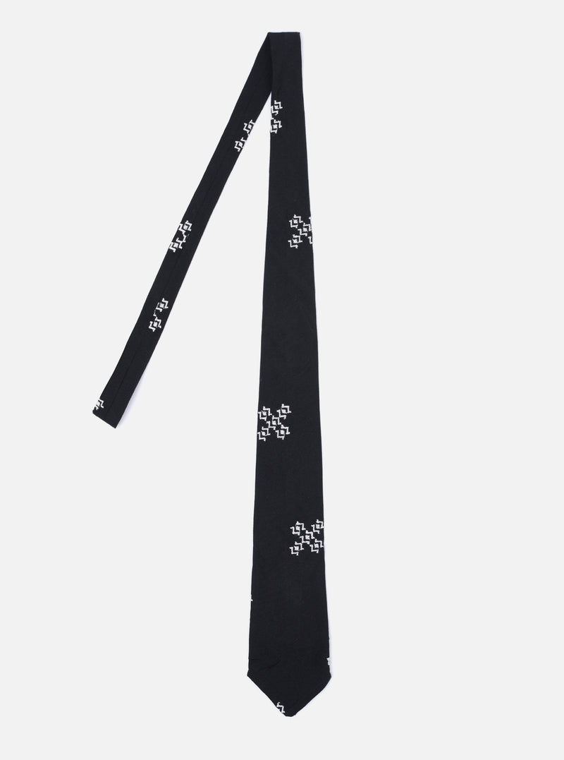 Black Embroidered Diamond Tie