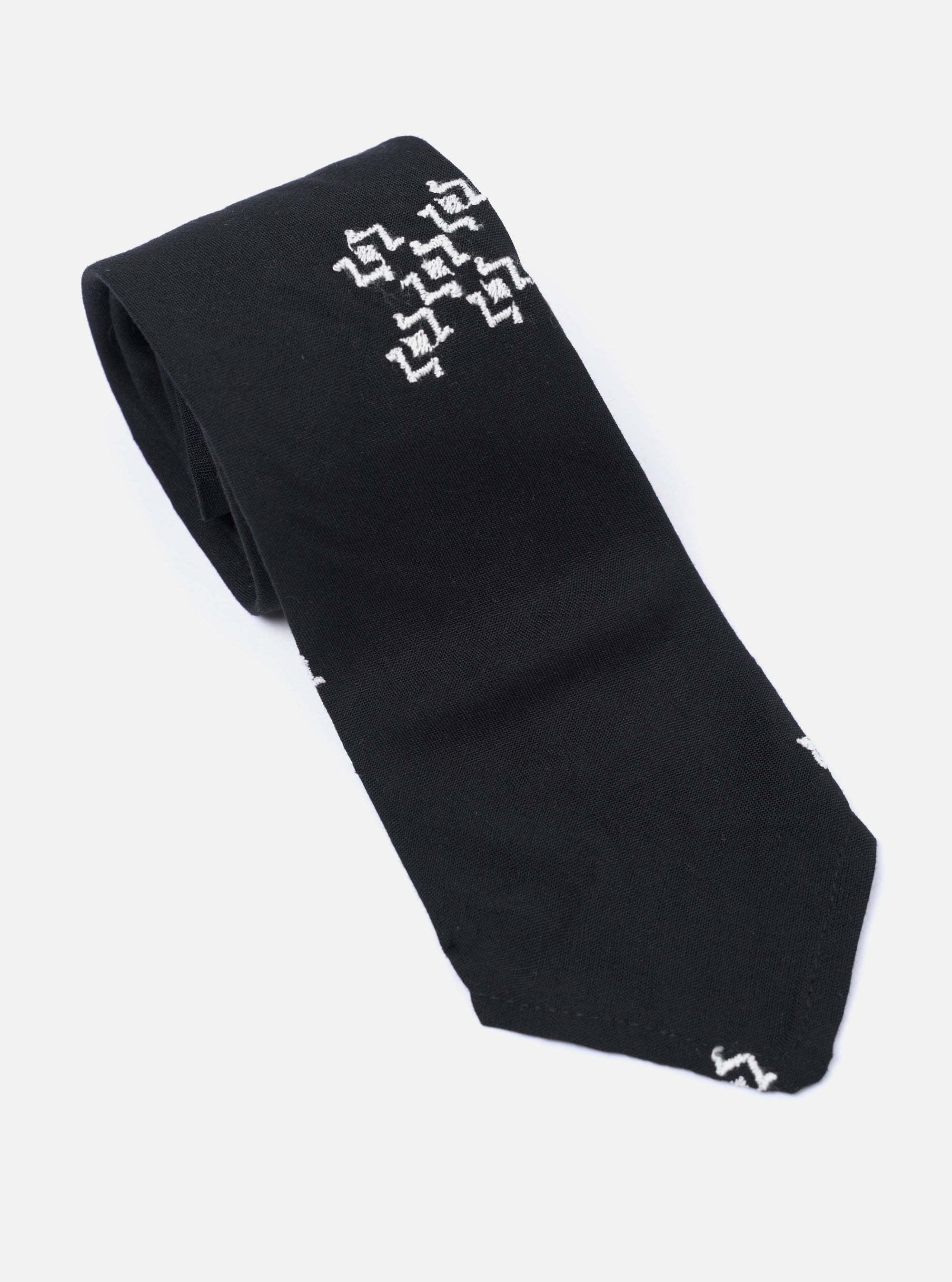 Black Embroidered Diamond Tie