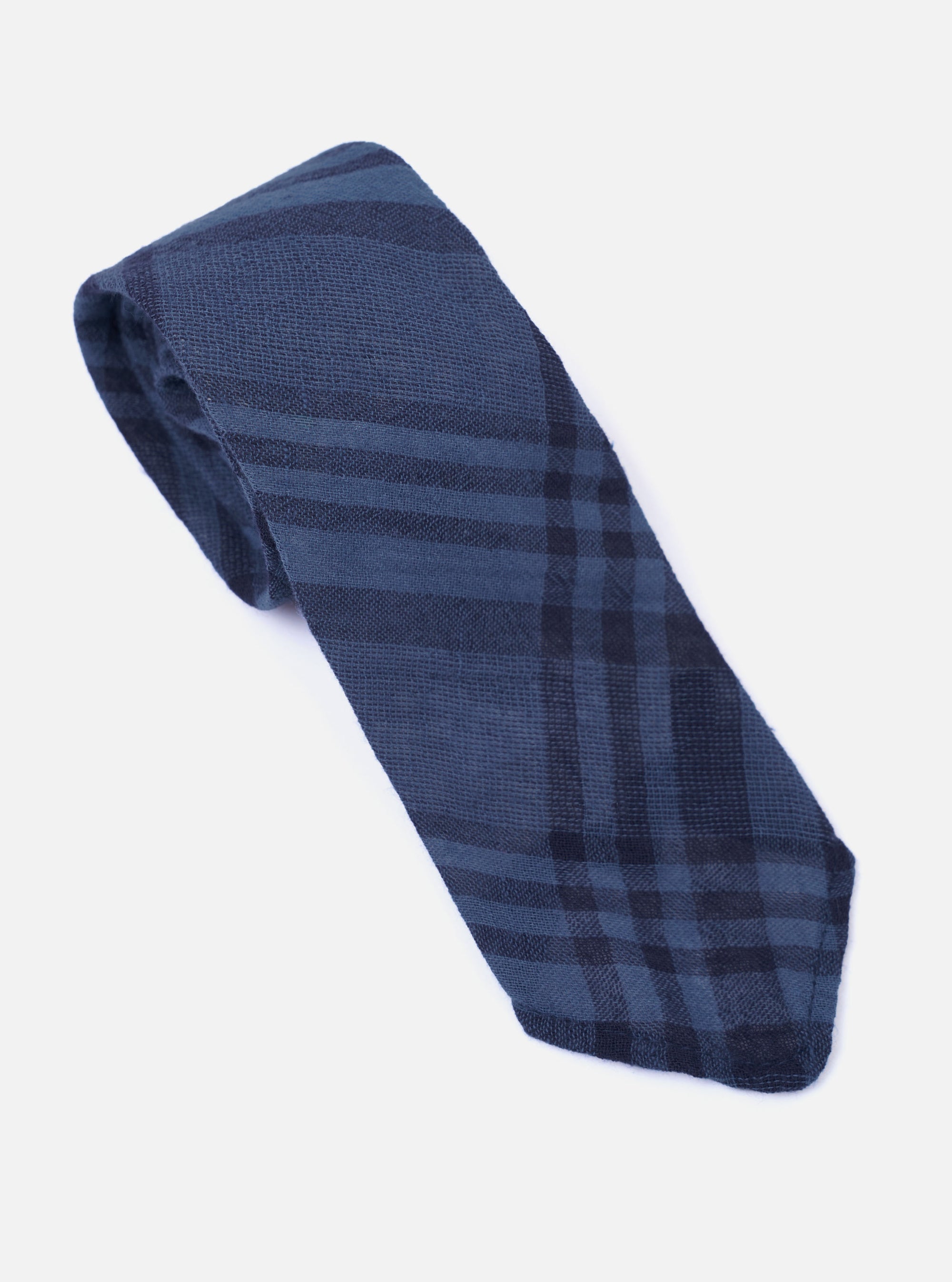 Navy O/D Crepe Check Tie