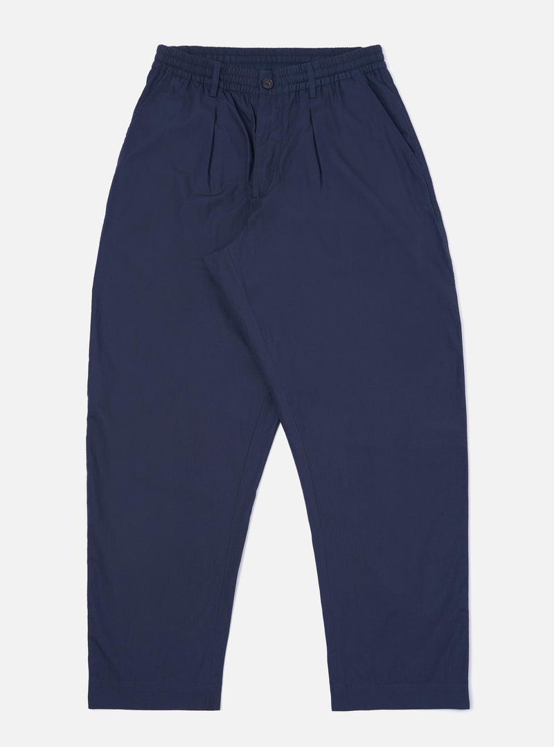 Navy Peached Poplin Oxford Pant
