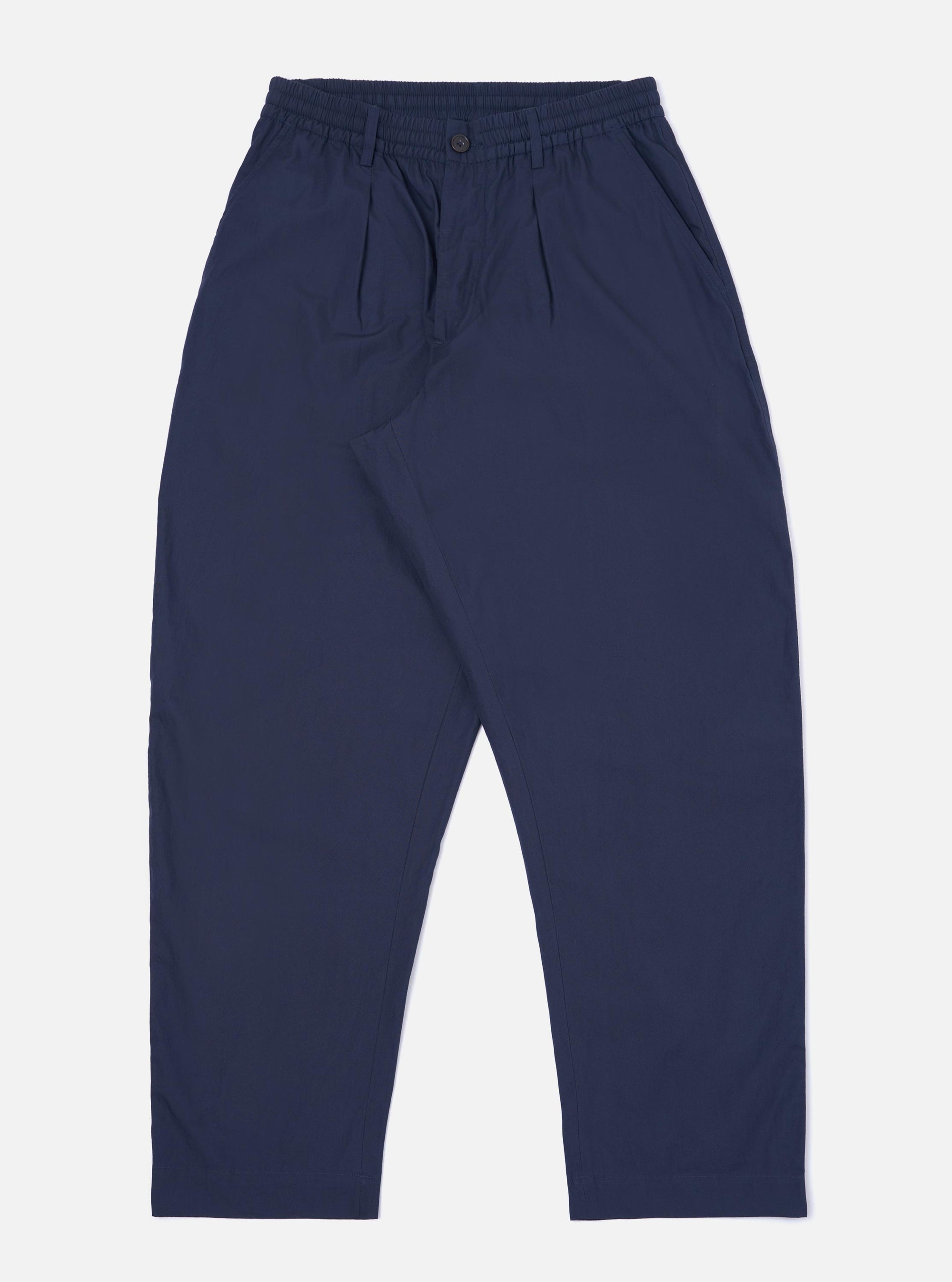 Navy Peached Poplin Oxford Pant
