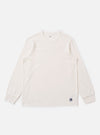 The Antique White Recycled/Bio Jersey Henry L/S Tee is shown as a flat lay against a white background. The long-sleeve T-shirt features a henley-style neckline with a three-button placket and ribbed cuffs. The fabric is a solid antique white jersey with a soft, matte finish.