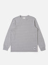 The Grey Marl Recycled/Bio Jersey Henry L/S Tee is shown as a flat lay against a white background. The long-sleeved T-shirt features a crew neckline, a straight hem, and a single patch pocket on the left chest. The fabric is a light grey marl jersey with a soft, textured appearance.