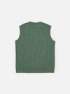 The Green Argyll Jersey Sleeveless Crew is shown from the back as a flat lay against a plain white background. The image highlights the all-over green and dark-toned argyll diamond pattern and the simple sleeveless construction with a straight hem.