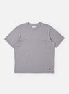 The Grey Marl Recycled/Bio Jersey Core Pocket Tee is shown as a flat lay against a plain white background. The t-shirt features a crew neckline, short sleeves, and a single patch pocket on the left chest. The fabric is a light grey marl jersey.