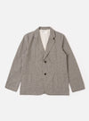 The Multi Lucas Cotton Mix Two Button Jacket is shown as a flat lay against a white background. The jacket features a two-button front closure, a wide lapel, and three front patch pockets, including one at the chest and two at the waist. The fabric has a multi-colored check pattern with visible cotton and linen textures.