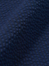 A close-up swatch image of the Navy Derby Stripe Oxford Pant fabric shows a pattern of thin, vertical navy blue and white stripes. The cotton material is the primary focus, highlighting the crisp texture and precise lines of the derby stripe design.
