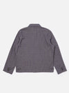 The Navy Konos Cotton Warmus Jacket is shown from the back as a flat lay against a plain white background. The image highlights the jacket’s straight hem, simple back panel construction, and the subtle texture of the navy blue cotton fabric.