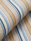 A close-up swatch image of the Multi Pop Multi Stripe Square Pocket Shirt fabric highlights the vibrant, multi-colored vertical stripe pattern and smooth cotton texture. The fabric detail fills the frame.