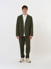 Olive Merida Seersucker Three Button Jacket