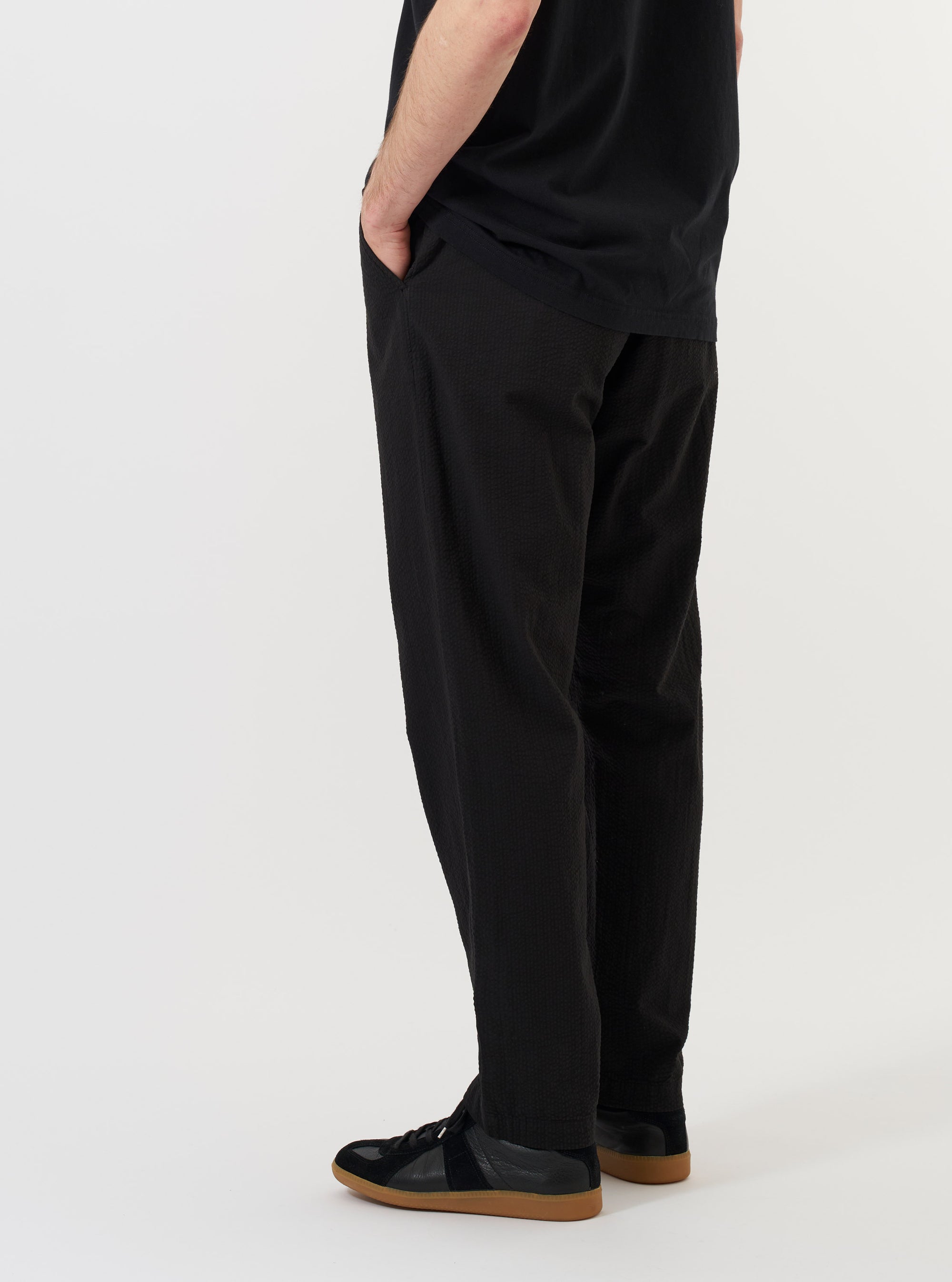 Black Merida Seersucker Military Chino