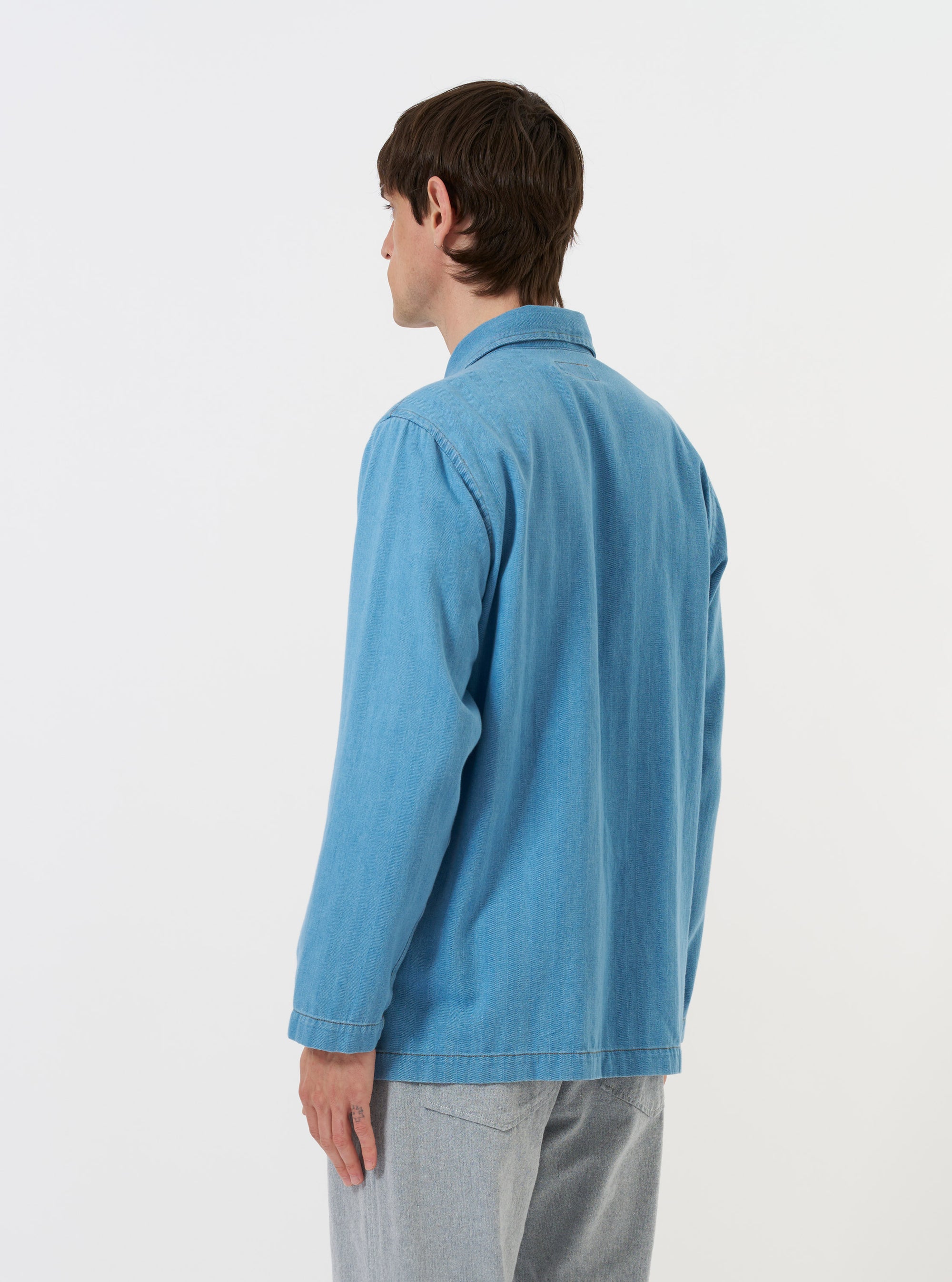Washed Indigo Recycled Herringbone Bakers Overshirt