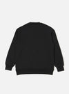 The Black Recycled Cotton Blend Jersey Loose Sweatshirt is shown from the back as a flat lay against a plain white background. The image highlights the sweatshirt's relaxed fit, dropped shoulders, and ribbed hem and cuffs. The black jersey fabric appears smooth and substantial.