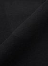 A close-up fabric swatch of the Black Recycled Cotton Blend Jersey Tyler Jacket is shown, highlighting the soft texture and fine knit of the black jersey material. The fabric fills the entire frame.