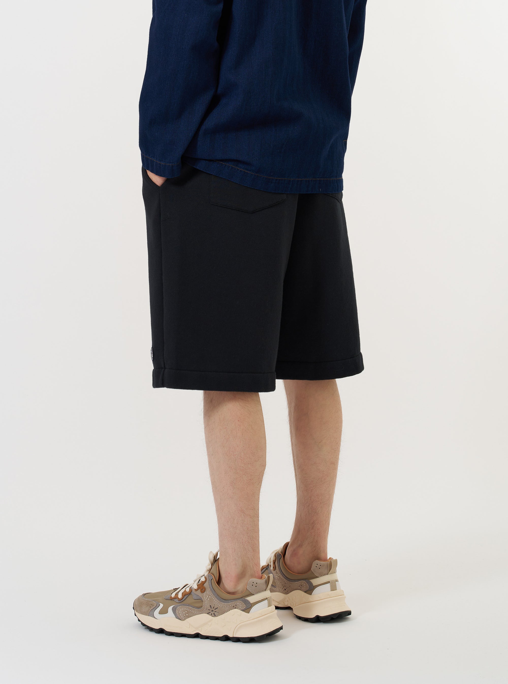 Black Recycled Cotton Blend Jersey Vacation Short