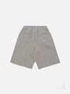 The Grey Marl Recycled Cotton Blend Jersey Vacation Short is shown from the back as a flat lay against a plain white background. The image highlights the single rear patch pocket and the elasticated waistband of the light grey marl garment.