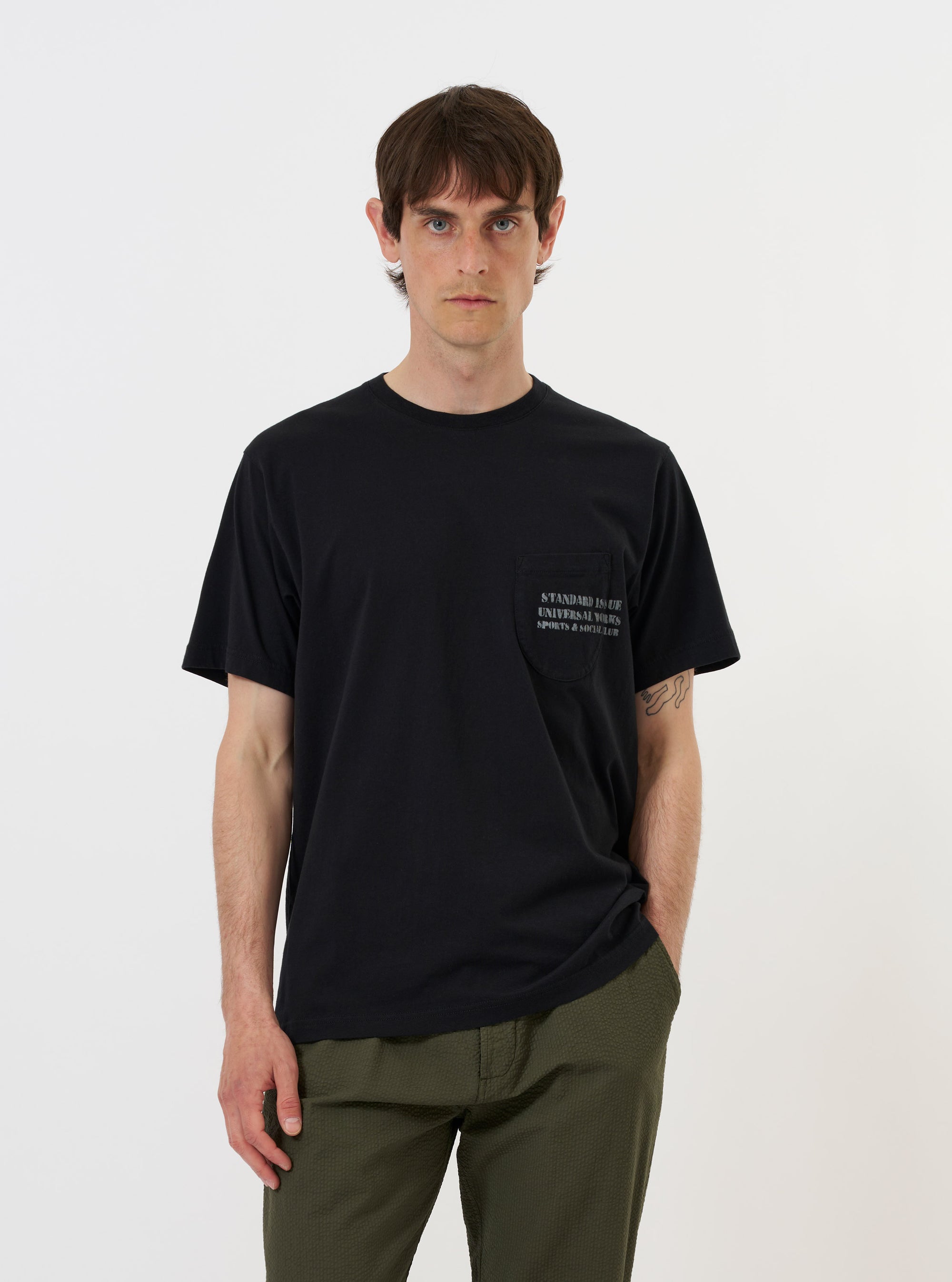 Black Organic Jersey Print Pocket Tee