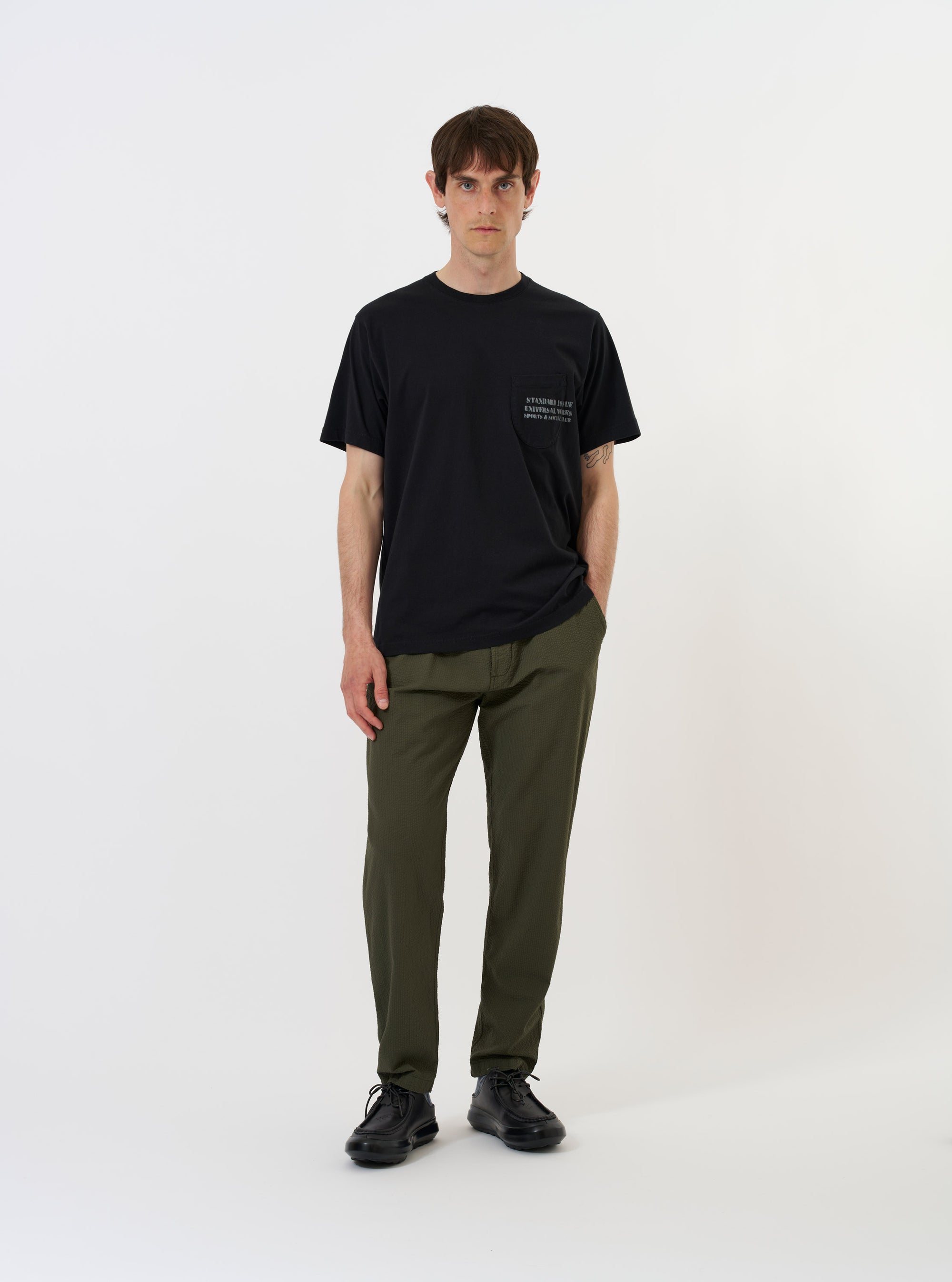 Black Organic Jersey Print Pocket Tee