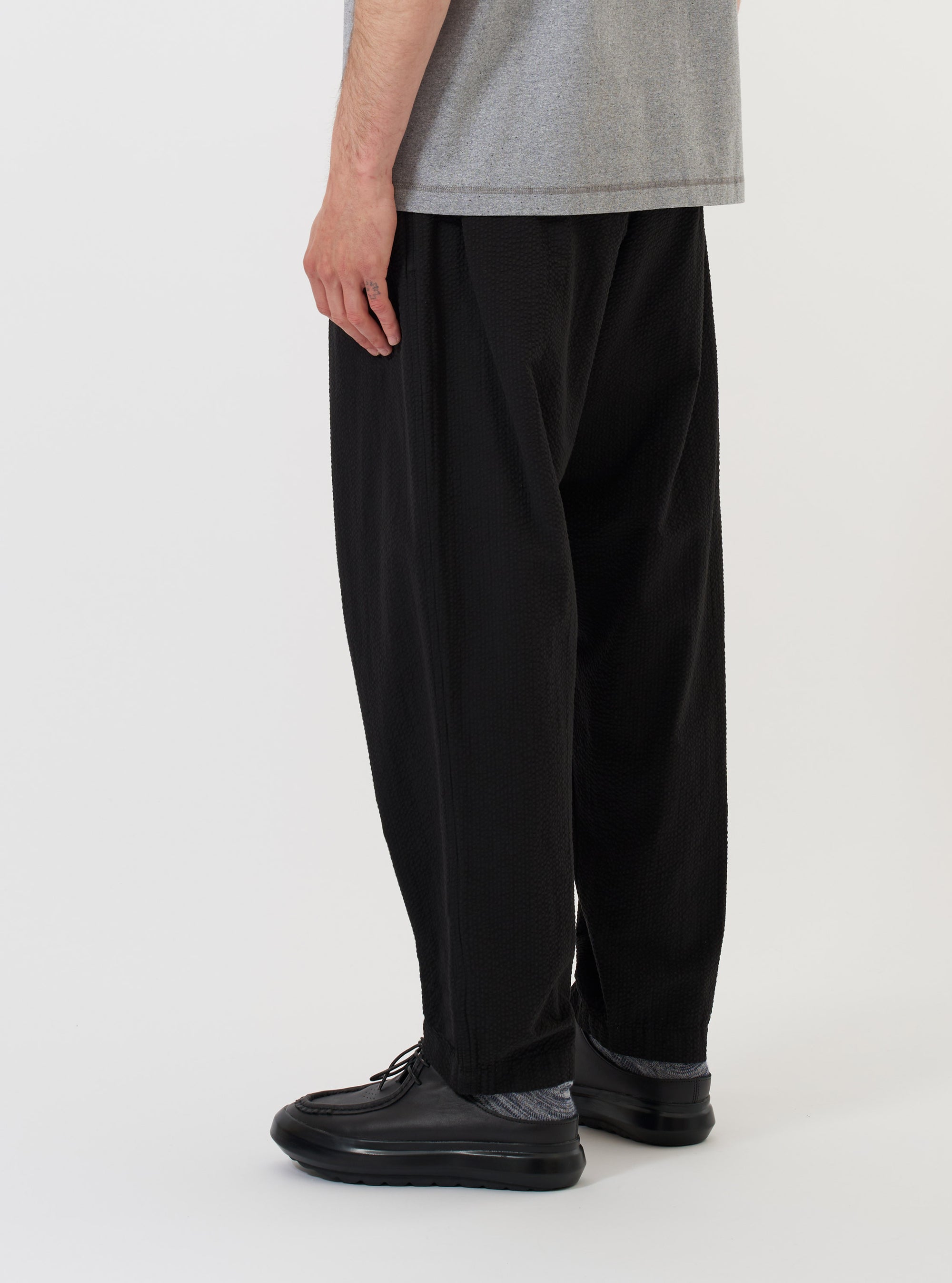 Black Merida Seersucker Pleated Track Pant