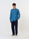 Washed Indigo Recycled Herringbone Attendant Shirt