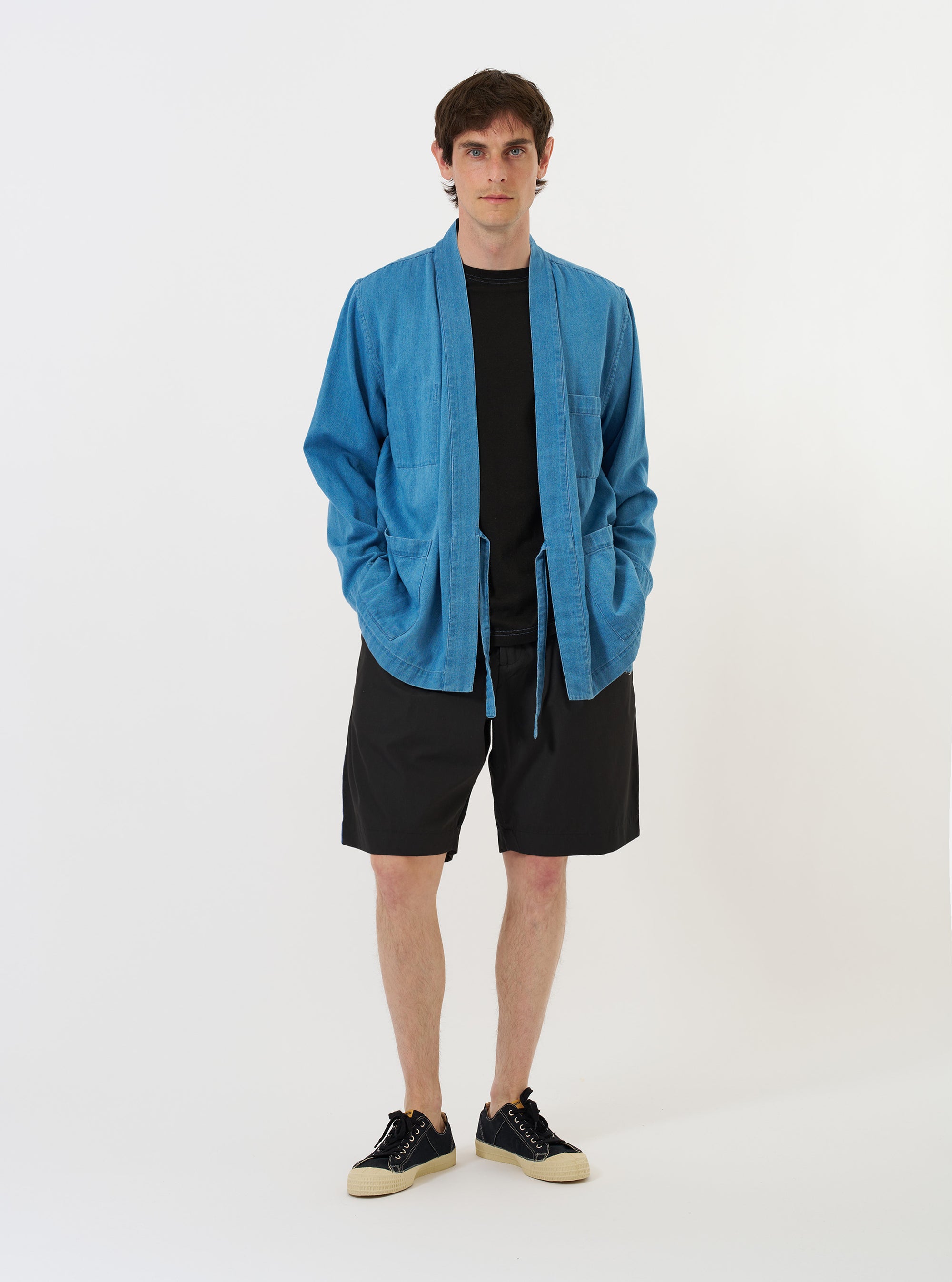 Washed Indigo Recycled Herringbone Kyoto Work Jacket