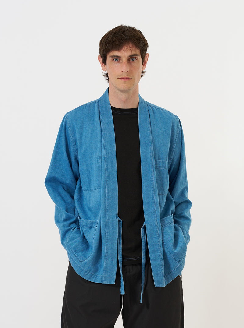 Washed Indigo Recycled Herringbone Kyoto Work Jacket
