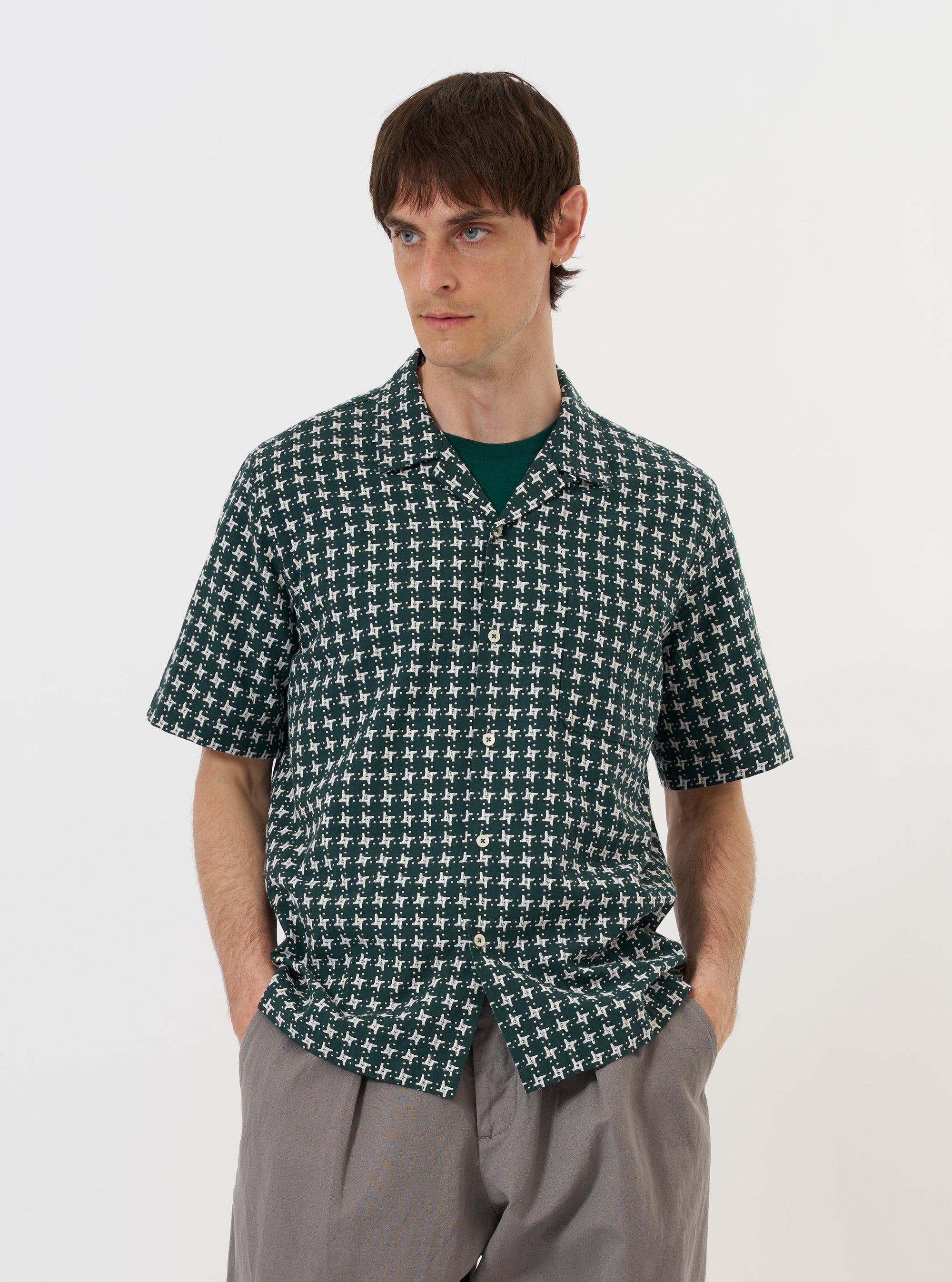 Green/White Rhodes 8 Cotton Road Shirt