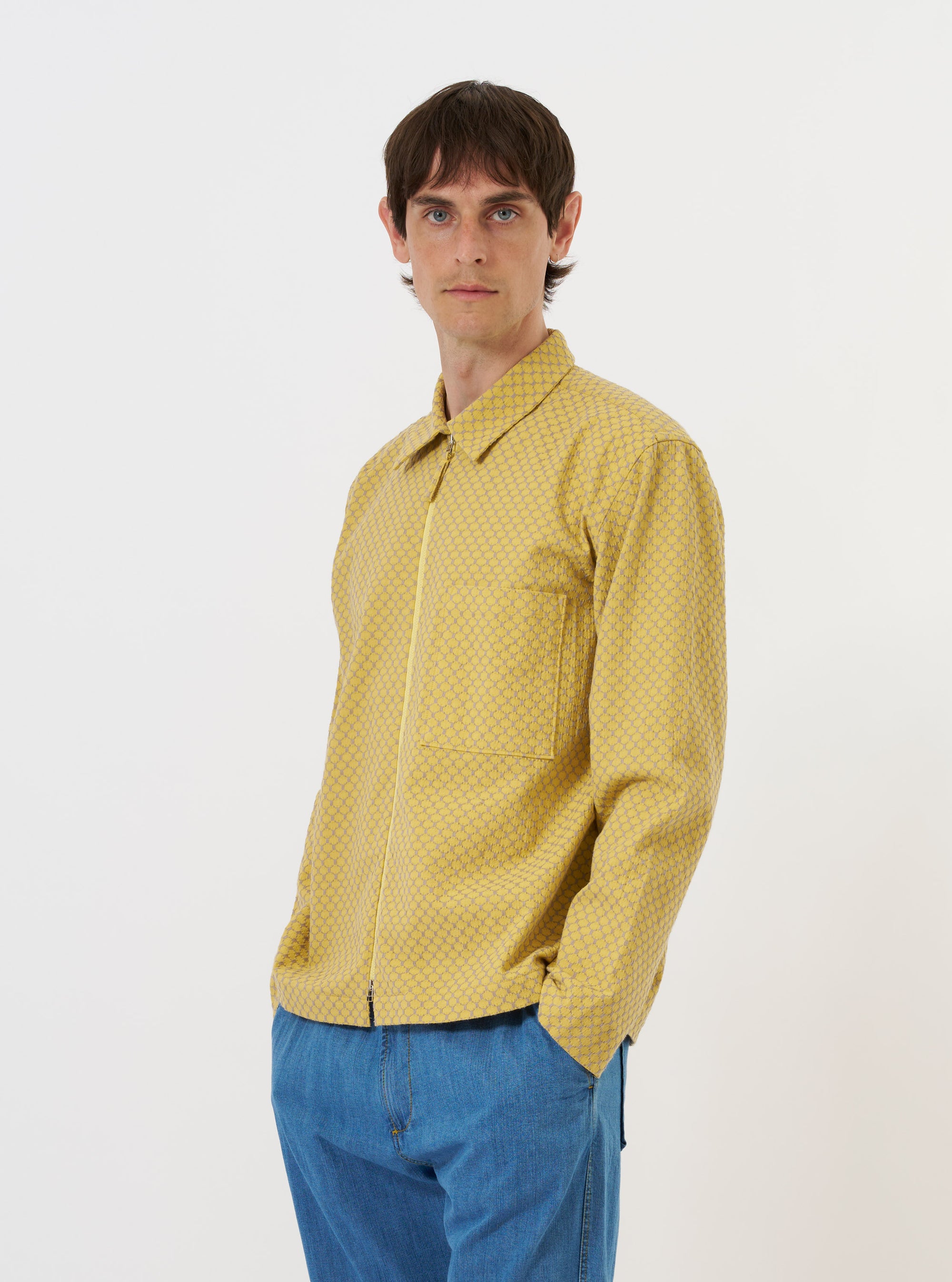 Yellow Mykonos Cotton Zip Shirt