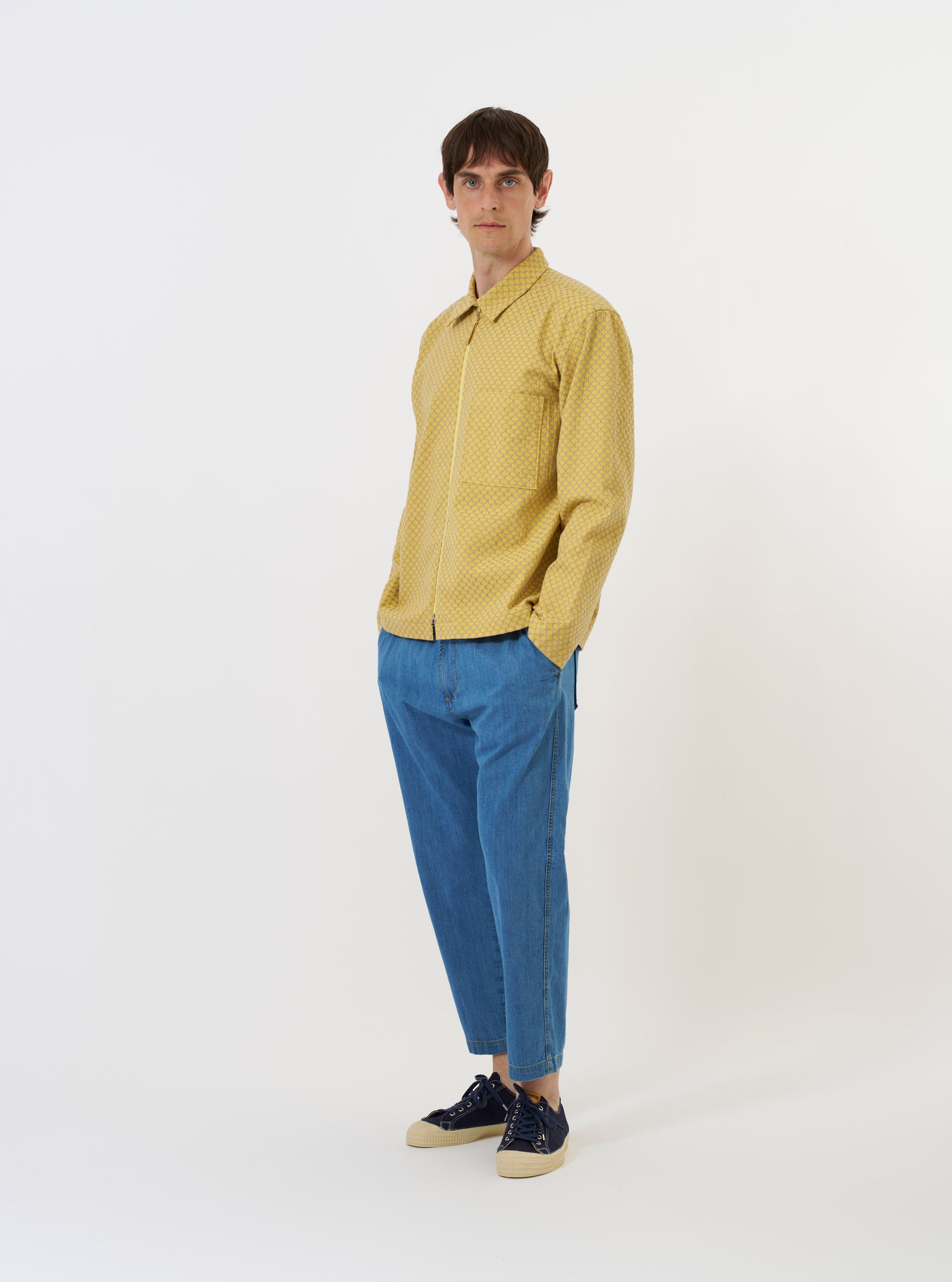 Yellow Mykonos Cotton Zip Shirt