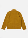 The Yellow Alvar Fleece Lancaster Jacket is shown from the back as a flat lay against a plain white background. The image highlights the jacket's textured yellow fleece fabric, a curved hem, and a simple one-piece back panel.