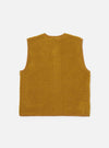 The Yellow Alvar Fleece Lancaster Gilet is shown from the back as a flat lay against a white background. The image highlights the gilet's rounded hem, central seam detail, and the soft, textured fleece fabric.