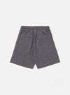 The Navy Konos Cotton Simple Short is shown from the back as a flat lay against a plain white background. The shorts feature a single rear patch pocket on the right side and a visible elasticated waistband with stitching details. The navy blue cotton fabric has a subtle, clean texture.