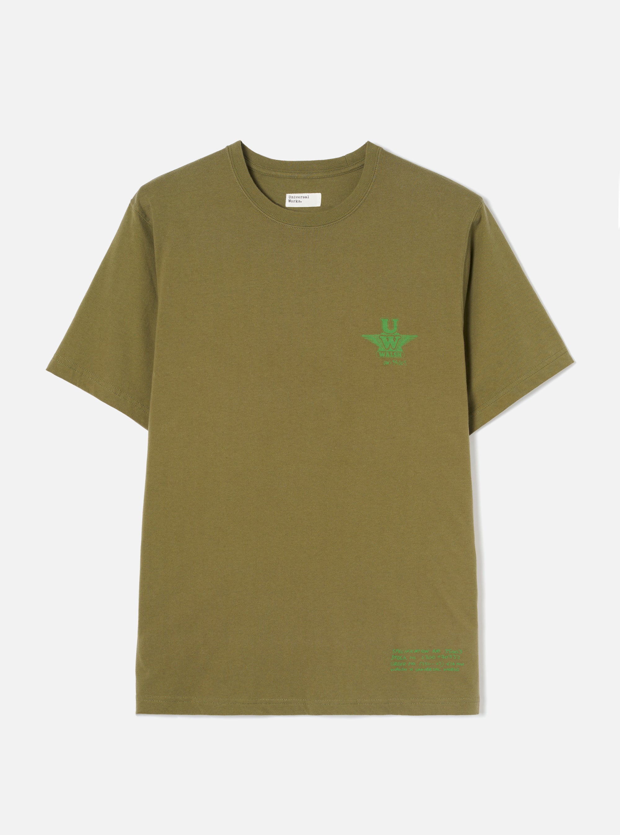 Walsh x Universal Works Olive Single Jersey T Shirt