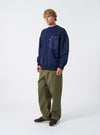 Walsh x Universal Works Navy Brushback Sweat Panelled Loose Sweatshirt
