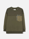 Walsh x Universal Works Olive Brushback Sweat Panelled Loose Sweatshirt