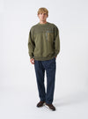 Walsh x Universal Works Olive Brushback Sweat Panelled Loose Sweatshirt