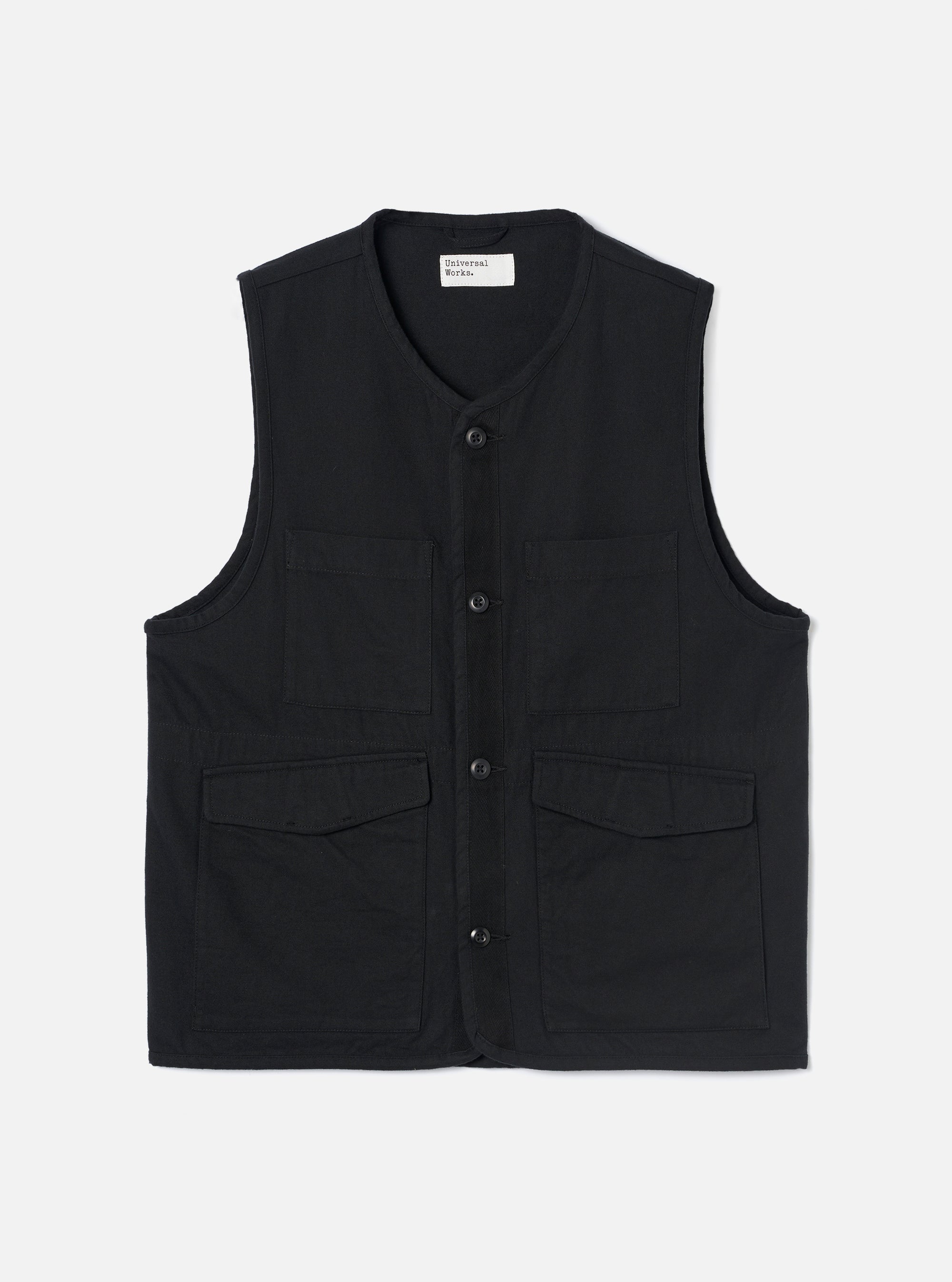 Black Brushed Moleskin 4 Pocket Gilet