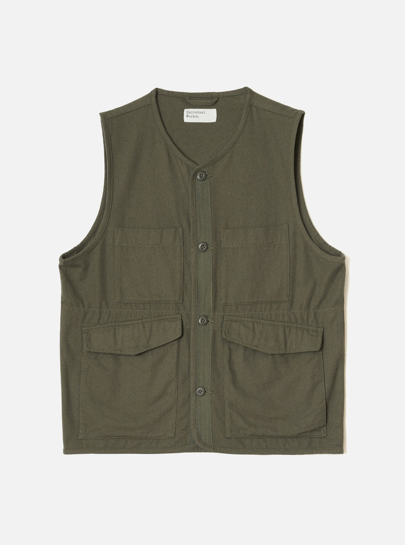 Olive Brushed Moleskin 4 Pocket Gilet