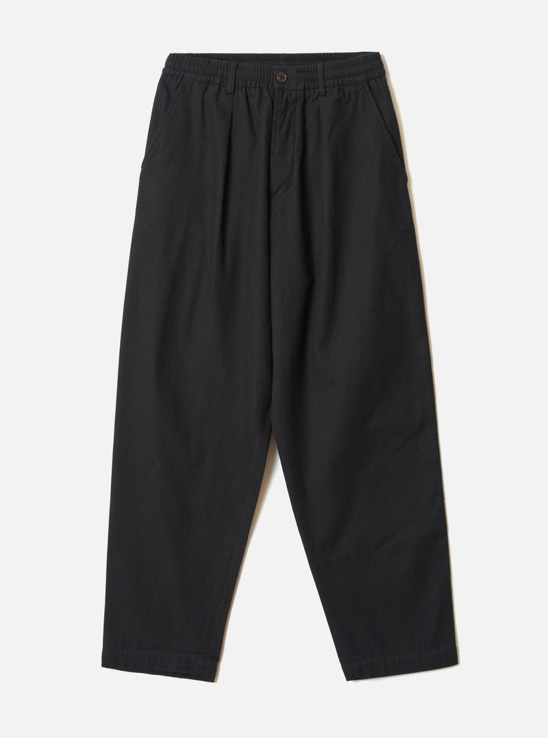 Black Brushed Moleskin Pleated Track Pant