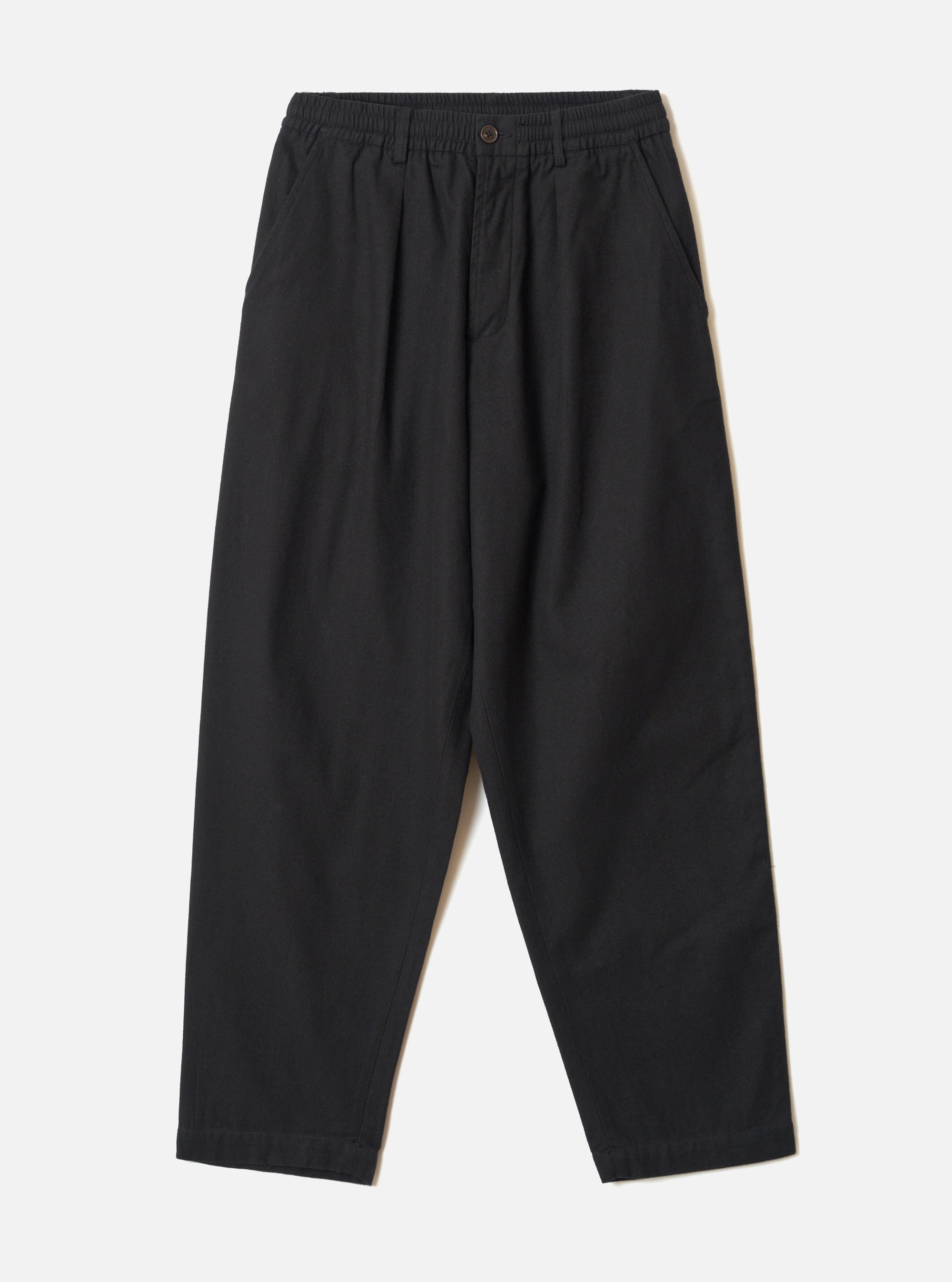 Black Brushed Moleskin Pleated Track Pant